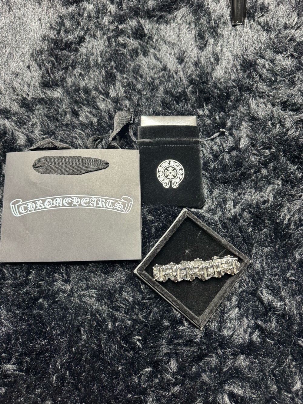 Chrome Hearts Silver Gothic Cross Link Bracelet - Silver
